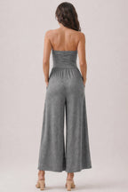 JR56941C - V SHAPE DROP WAIST TUBE JUMPSUIT