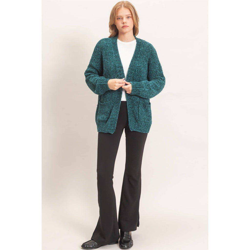 Patch Pocket Chenille Cardigan