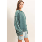 Acid Wash Raw Edge Sweatshirt
