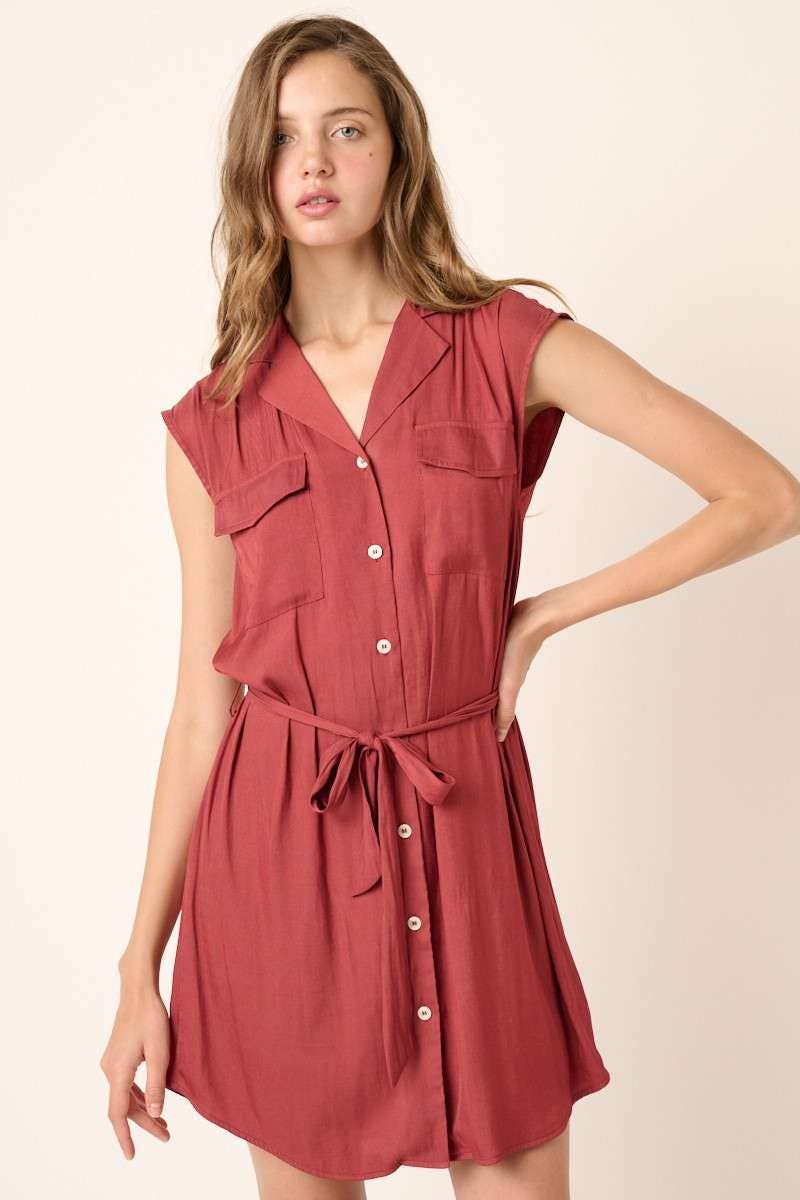 NOTCHED COLLAR SHIRT DRESS