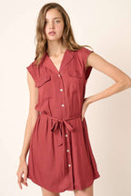 NOTCHED COLLAR SHIRT DRESS