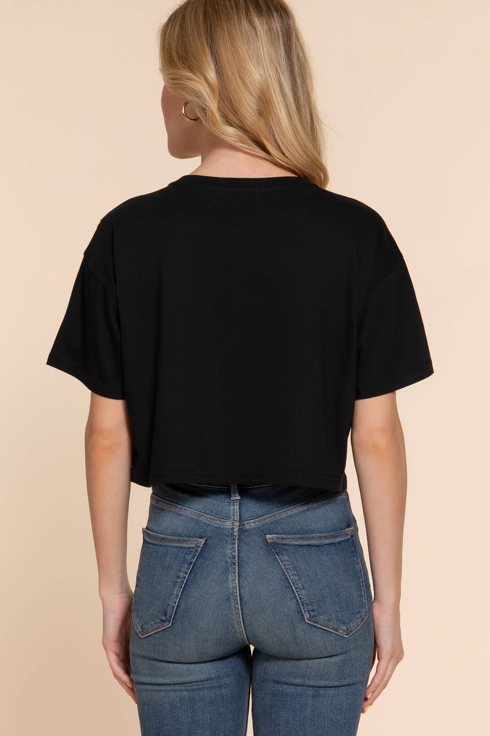 Short Sleeve Crew Neck Oversize Crop Cotton Knit Tee