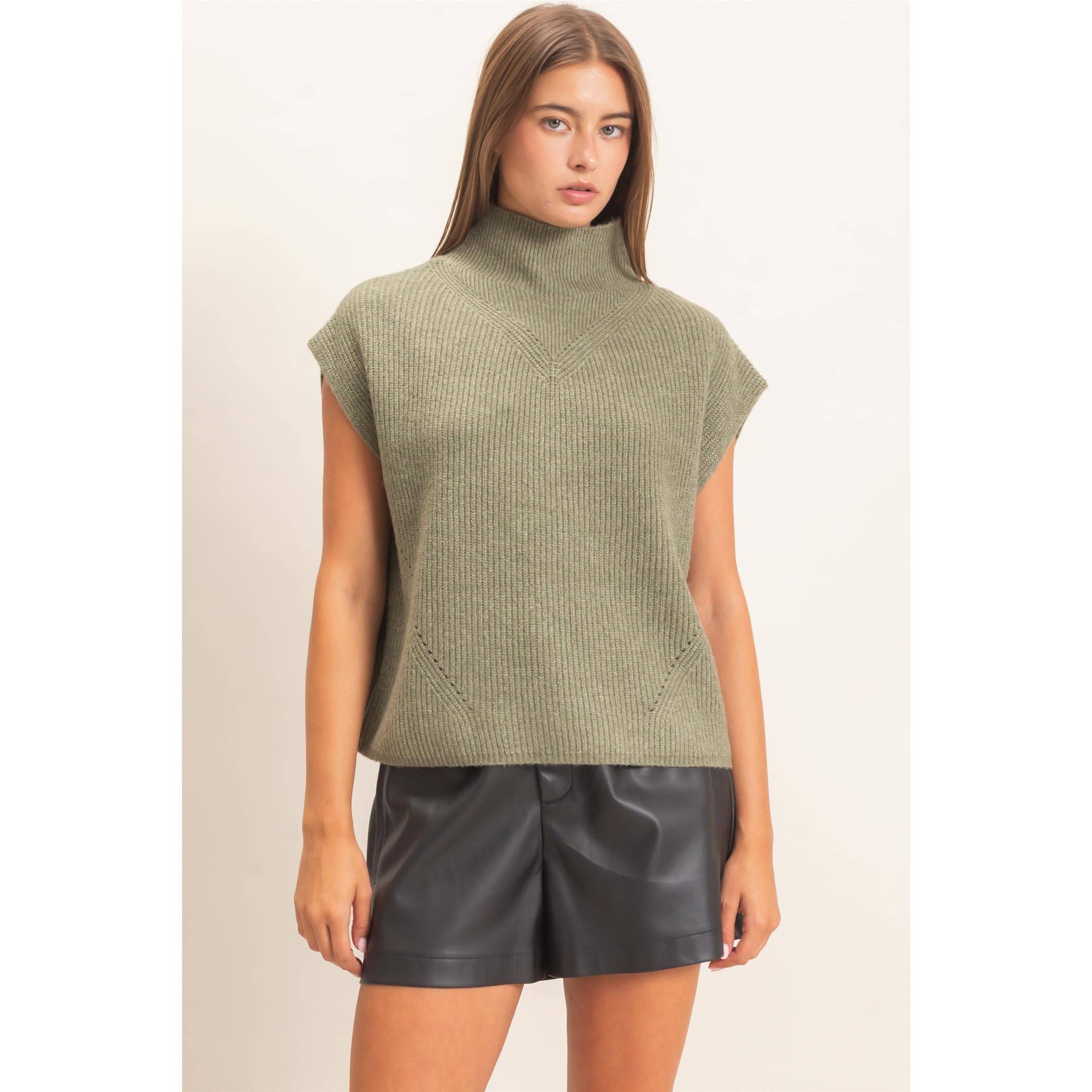 Sleeveless High Neck Sweater