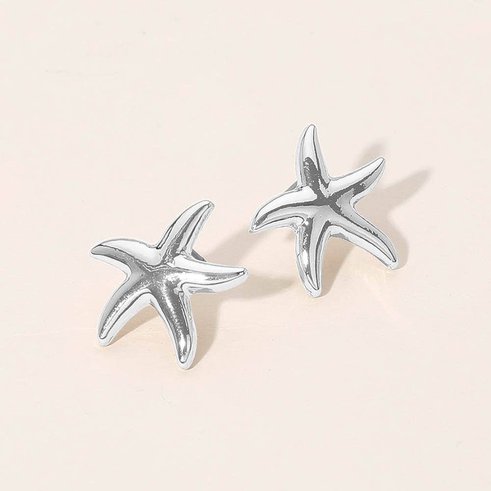 Metal Starfish Stud Earrings