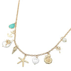 Starfish Anchor Teal Palm Tree Necklace