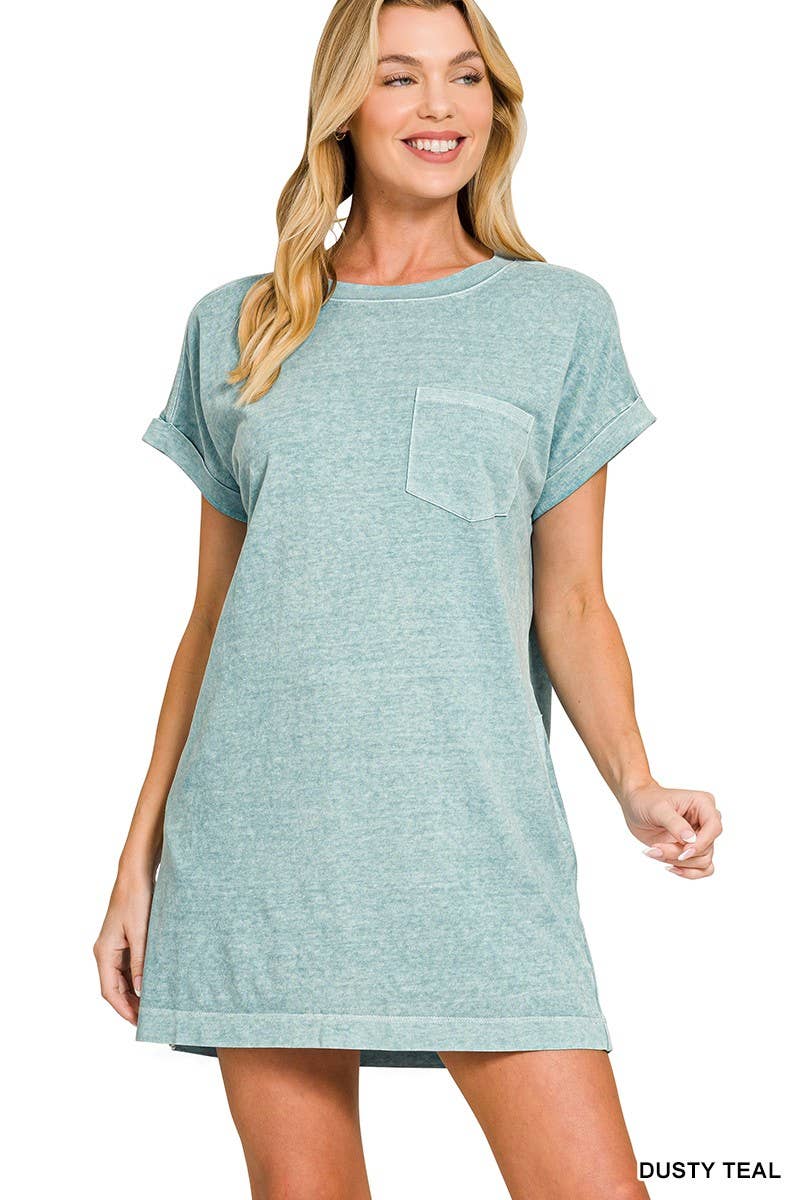 Halo Washed Premium Cotton T-shirts Dress
