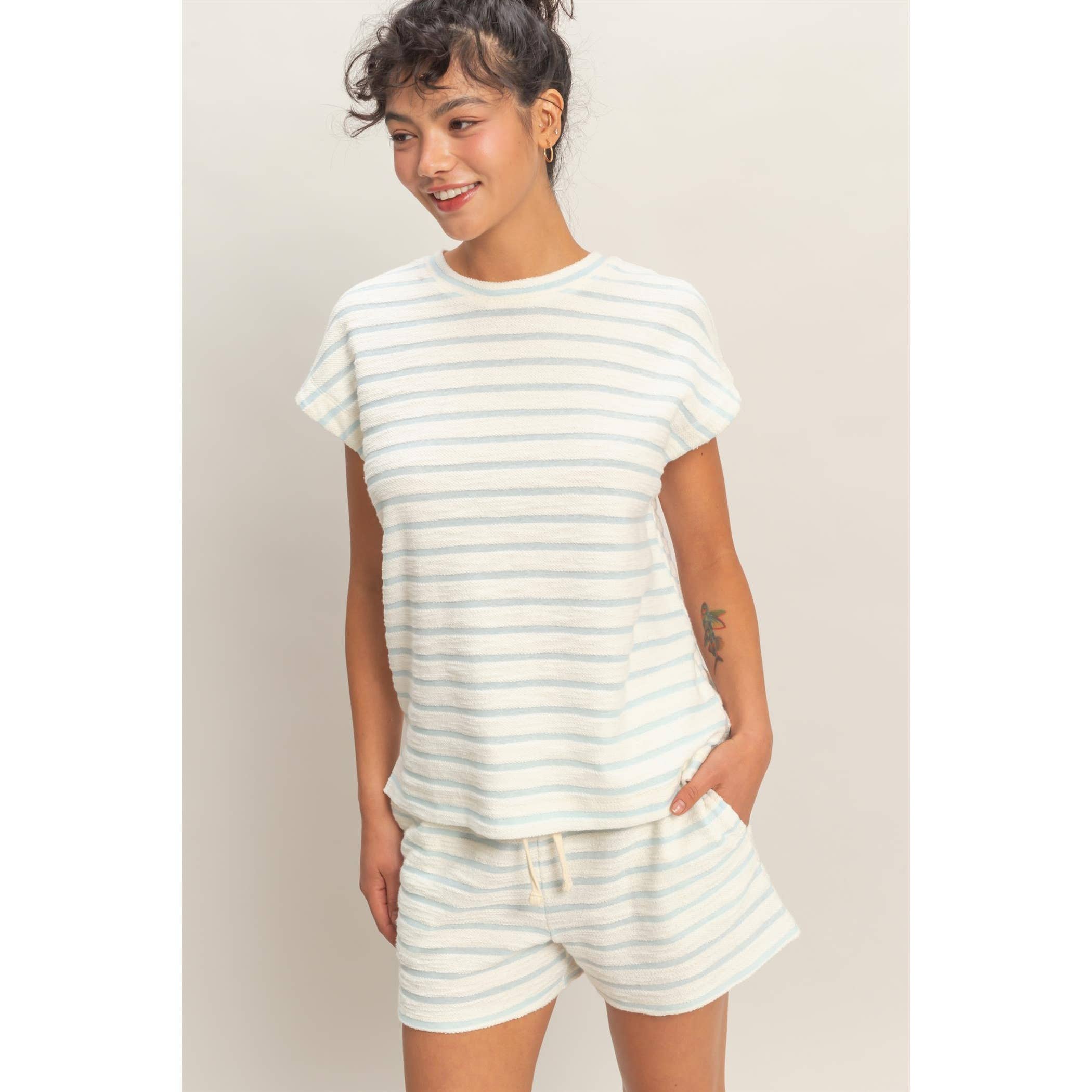 Striped Round Neck Short Sleeve Top