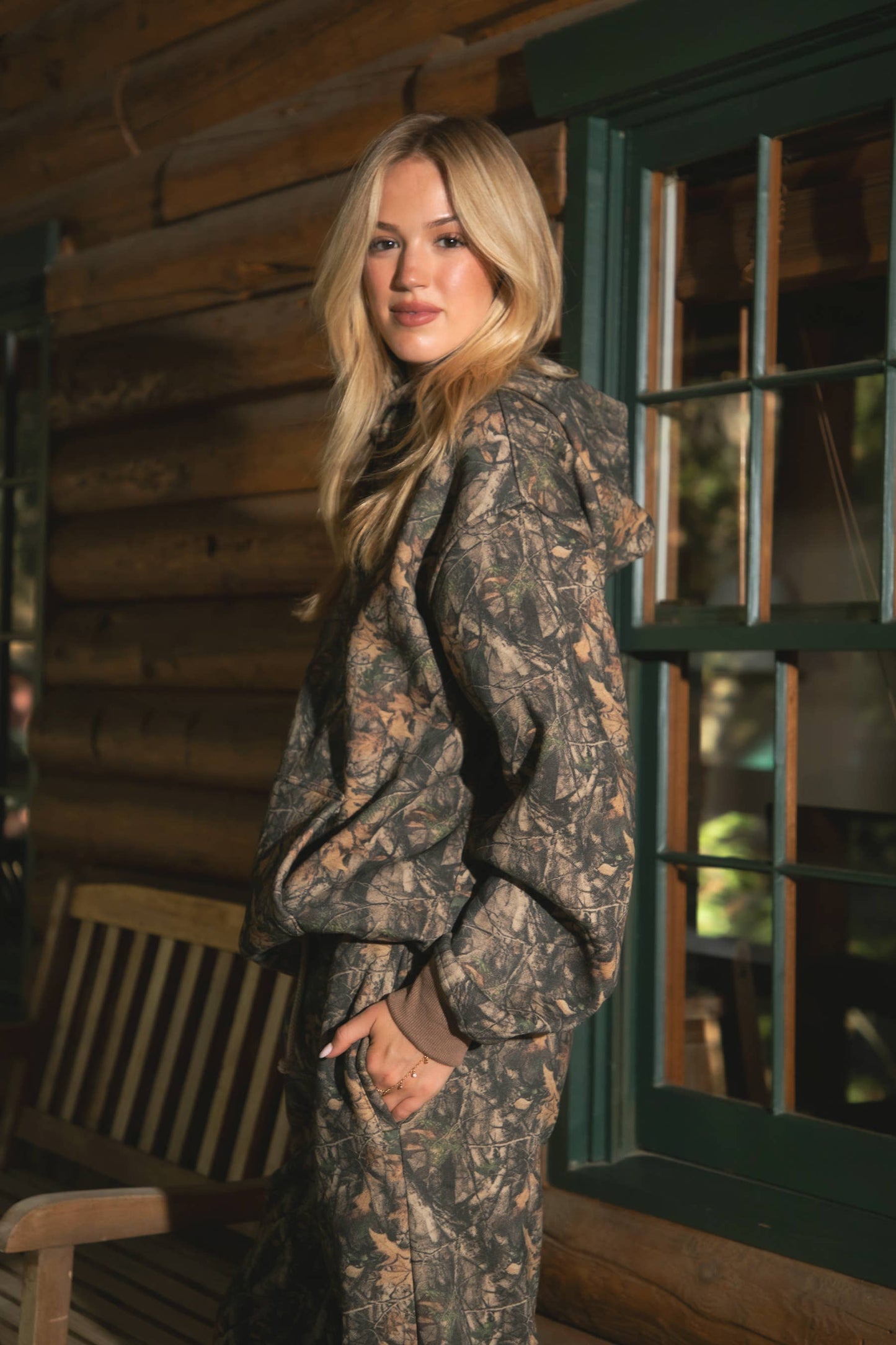 Dark Woodland Camo Lounge Fleece Classic Hoodie