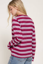 Oversized Long Sleeve Y/D Multi Striped Knit Top