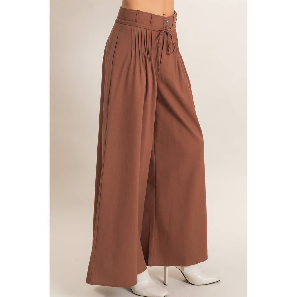 High-Waisted Pintuck Trousers