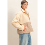 Quilted Sherpa Zip Up Jacket