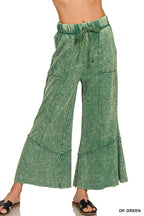 `Acid Washed Flare Hem Pants With Pockets Zenana
