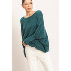 Chenille Boat Neck Dolman Sleeve Sweater