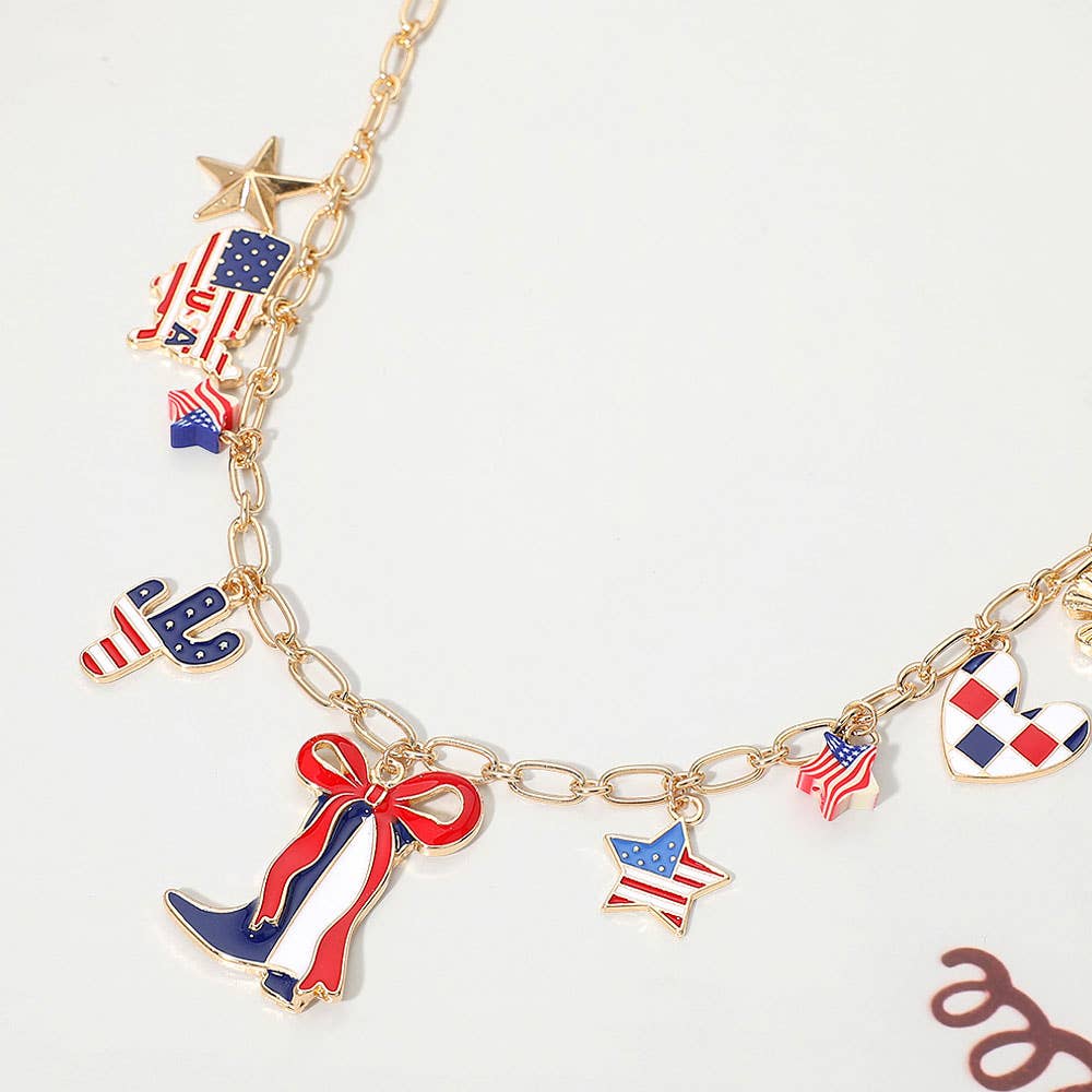 American USA Cowboy Charm Necklace