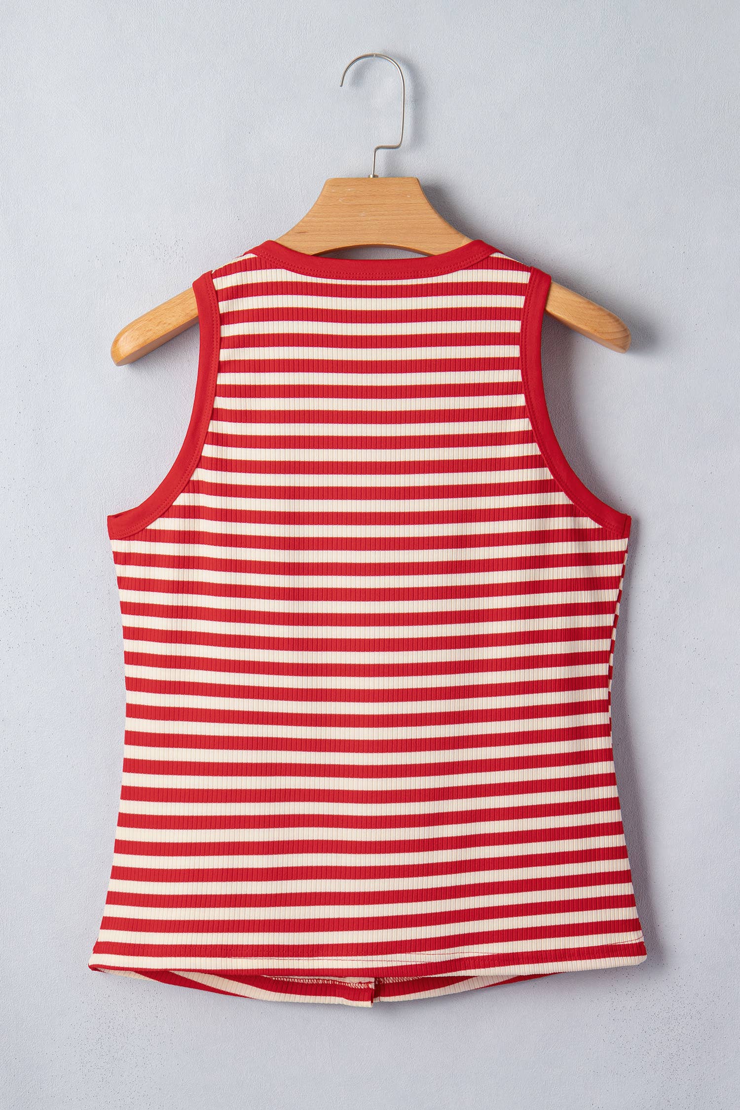 PRETTY BASH Stripe Ribbed Knit Buttoned Tank Top