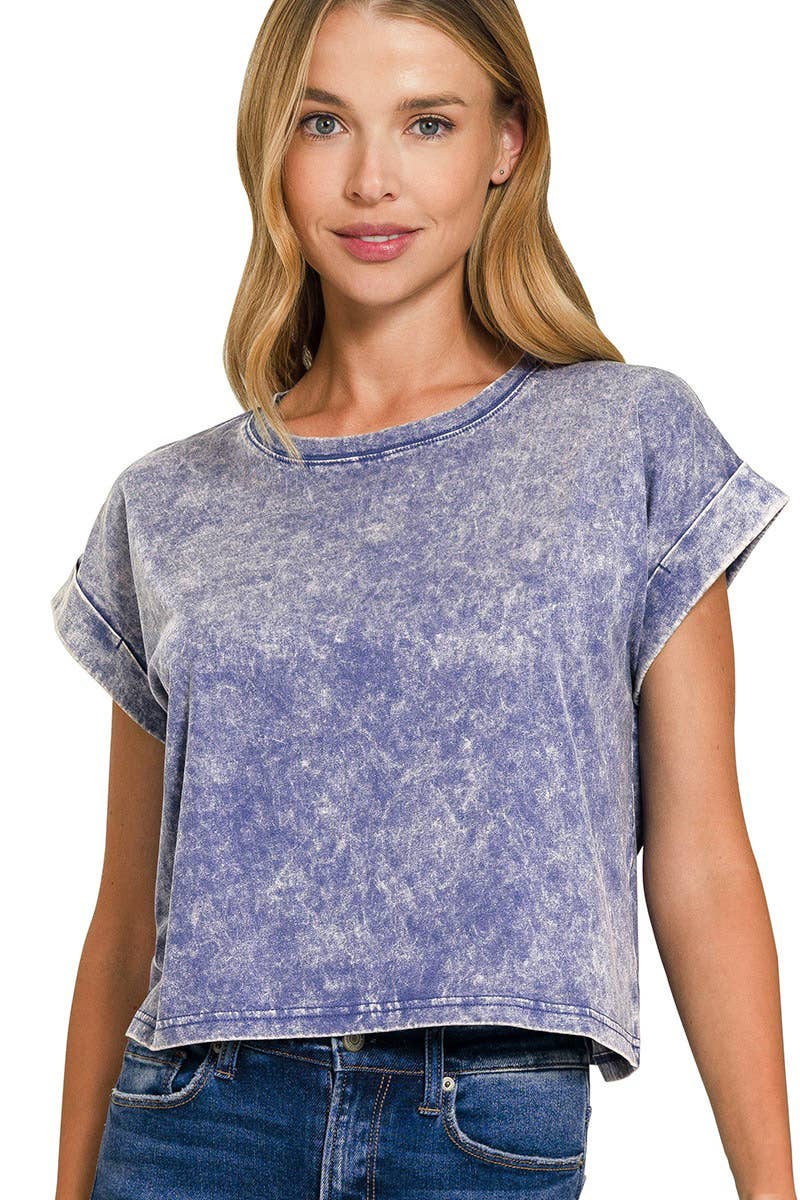 Washed Cotton Short Sleeve Top - Zenana