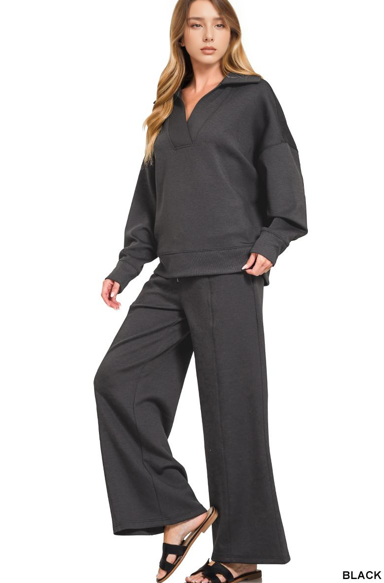 .0909 Scuba Collared Pullover & Pants 2PC Set SI-28755
