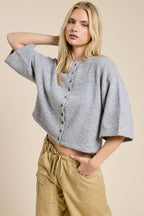 Wide Sleeve Button Front Knit Cardigan
