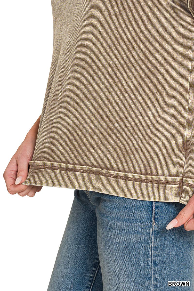 Ribbed Acid Washed Rayon Top