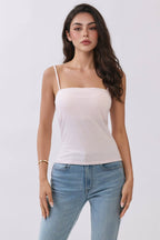 JC56962CS - STRIPED DOUBLE LINED  REMOVABLE BUILT-IN BRA TOP