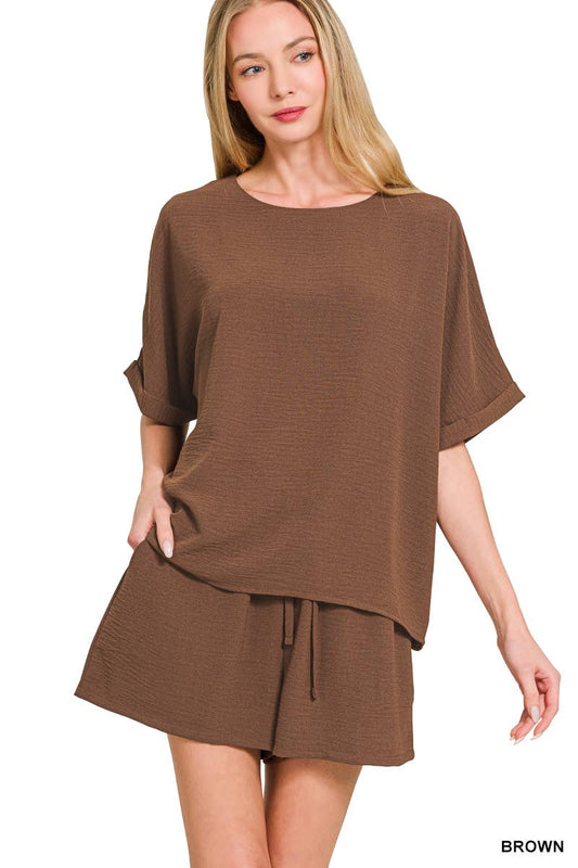Woven Top & Shorts Set