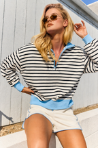 PT20069-1 Tessa Striped Quarter Zip Sweatshirt