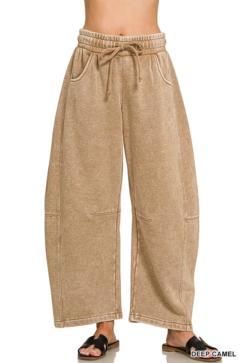 Barrel Leg Washed Sweatpants w/ Pockets
