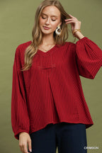 Seersucker Stripe Hi-low Blouse