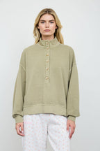 MOCK NECK HENLEY LONG SLEEVE KNIT TOP