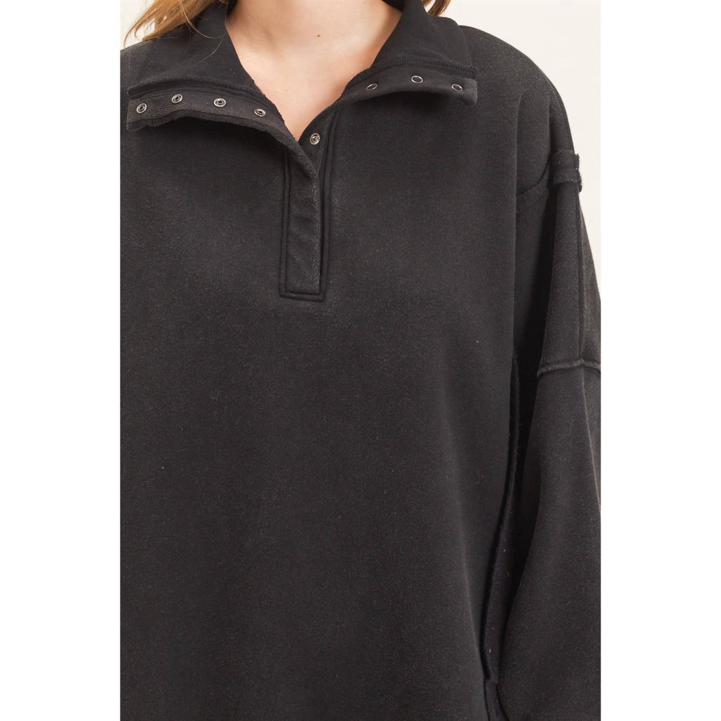 Mineral Wash Snap Collar Pullover