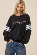 PUFF' Saved By Grace Graphic Oversized Lightweight Sweatshir