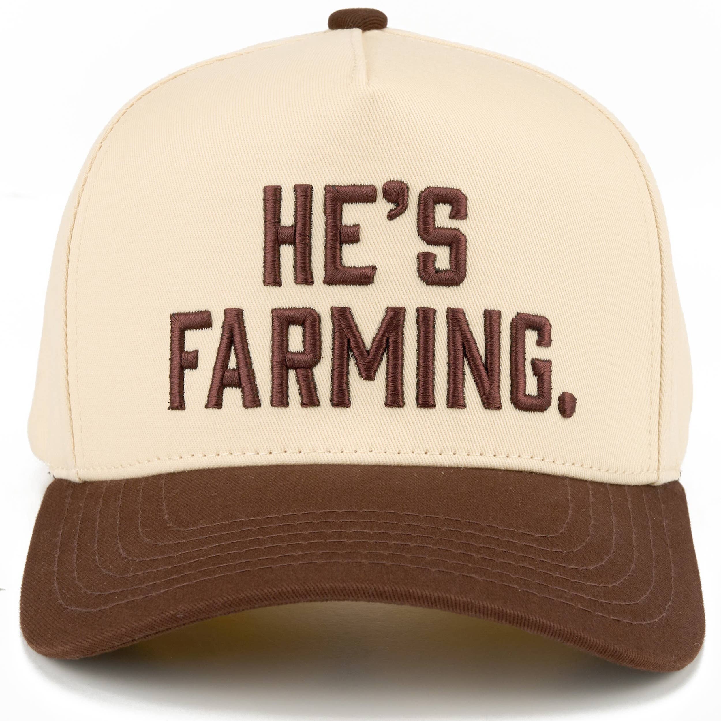 C.C HE'S FARMING Letter Embroidered Two Tone Trucker Hat