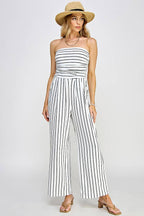 JR16435FS - TUBE TOP W/SHIRRING PALAZZO ROMPER