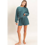 Contrast Sweatshirt & Shorts Set