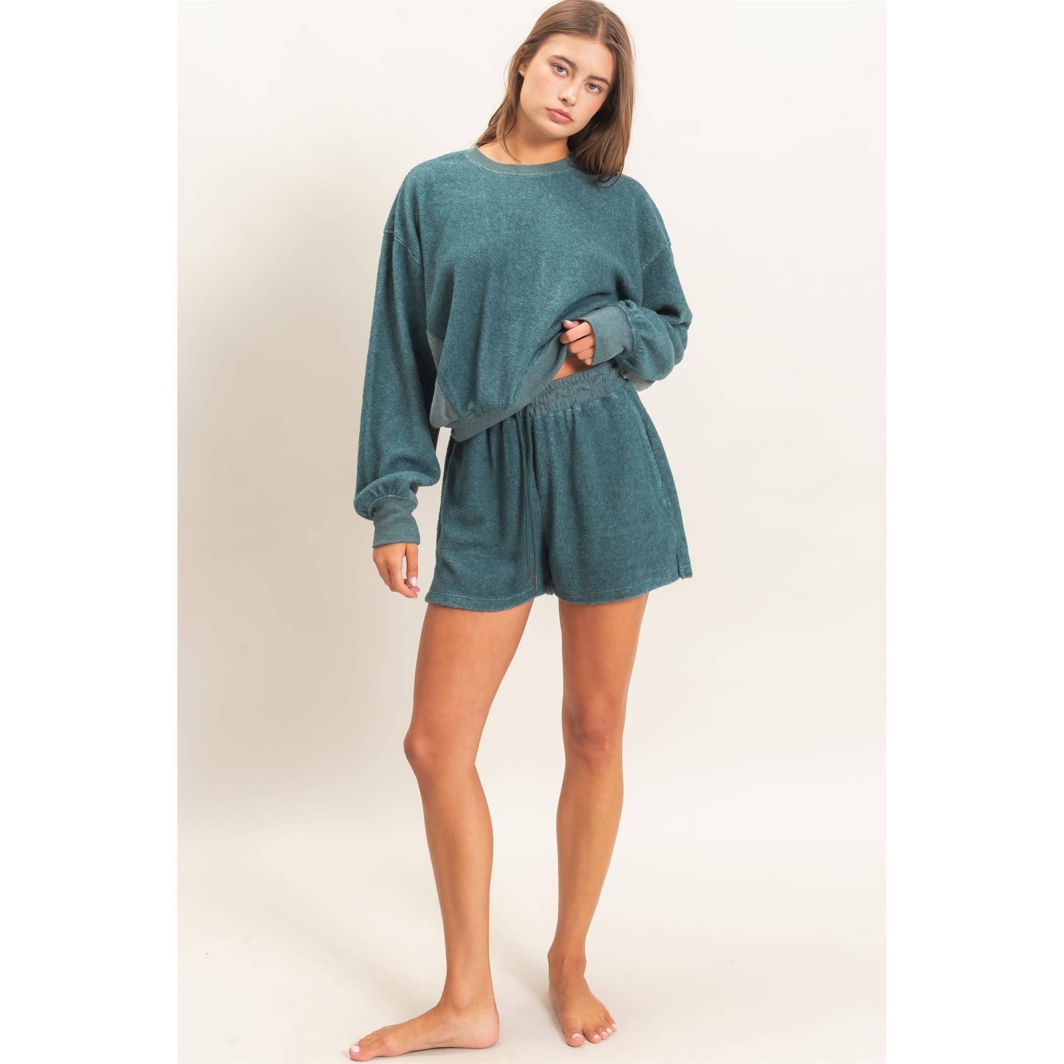 Contrast Sweatshirt & Shorts Set