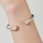 Bejeweled Two Toned Twisted Cuff Bracelet
