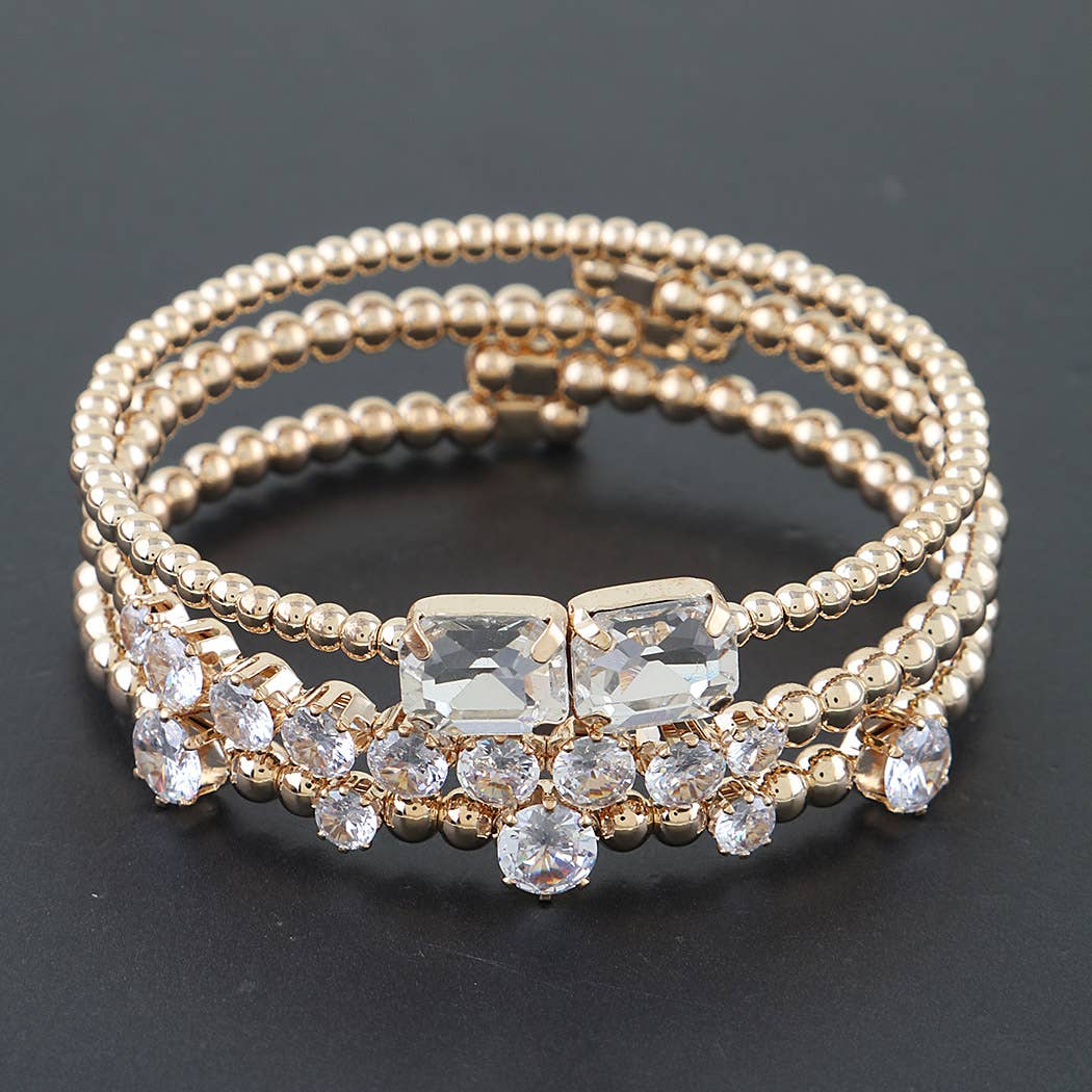 Multi Cubic Zirconia Beaded Bracelet