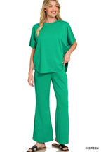 Scuba Curbed Hem Top & Pants Set - Zenana