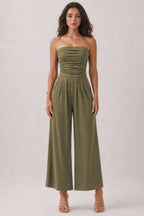 JR16435F - TUBE TOP W/SHIRRING PALAZZO ROMPER