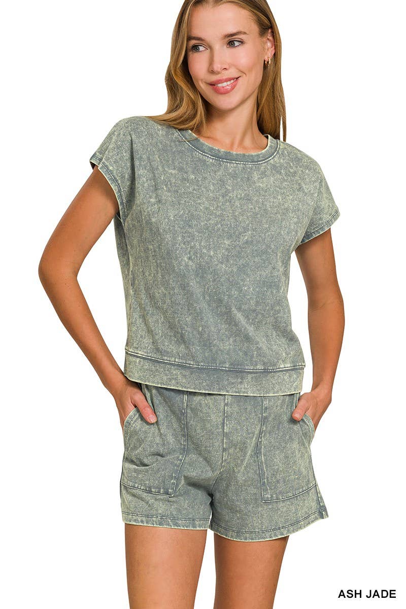 Premium Cotton Washed Sleeveless Top Shorts Set