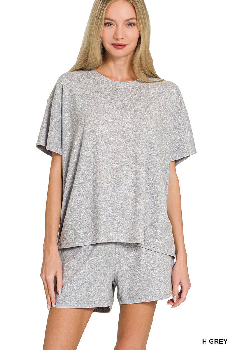 `1021 Soft Melange Short Sleeve Tee & Short Pants Set SI-28941