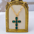 Bezel Set Rhinestone Cross Front Toggle Necklace | 80N93437