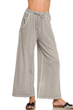 French Terry Wide Leg Pigment Dye & Enzyme Wash Pants