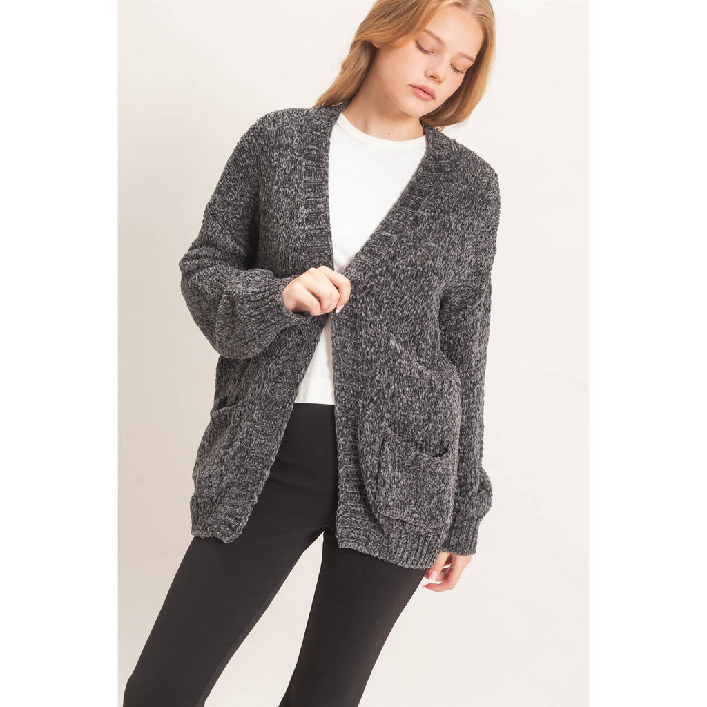 Patch Pocket Chenille Cardigan