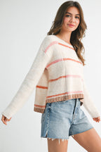 379BK Mona Knit Stripe Pullover Sweater