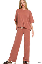 Raised Rib Short Sleeve Tee And Pants Set