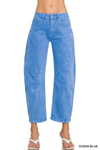 High Rise Barrel-leg Color Denim Pants