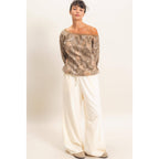 Tree Camouflage Print Off The Shoulder Sweatshirt