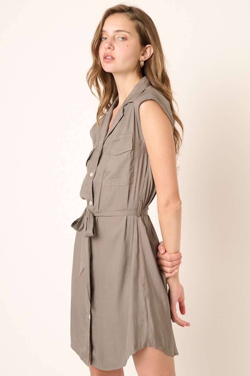 NOTCHED COLLAR SHIRT DRESS