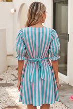 Red + Pink Striped Dress